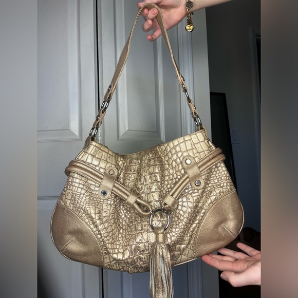 Pietro Alessandro Gold Croc-Embossed Bag - Picture 1 of 5